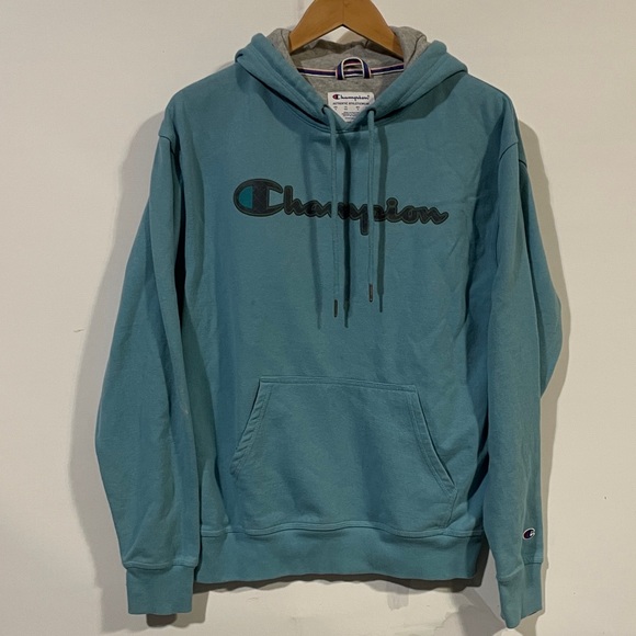 Champion Men's Teal fleece Hoodie sweatshirt - Picture 1 of 3